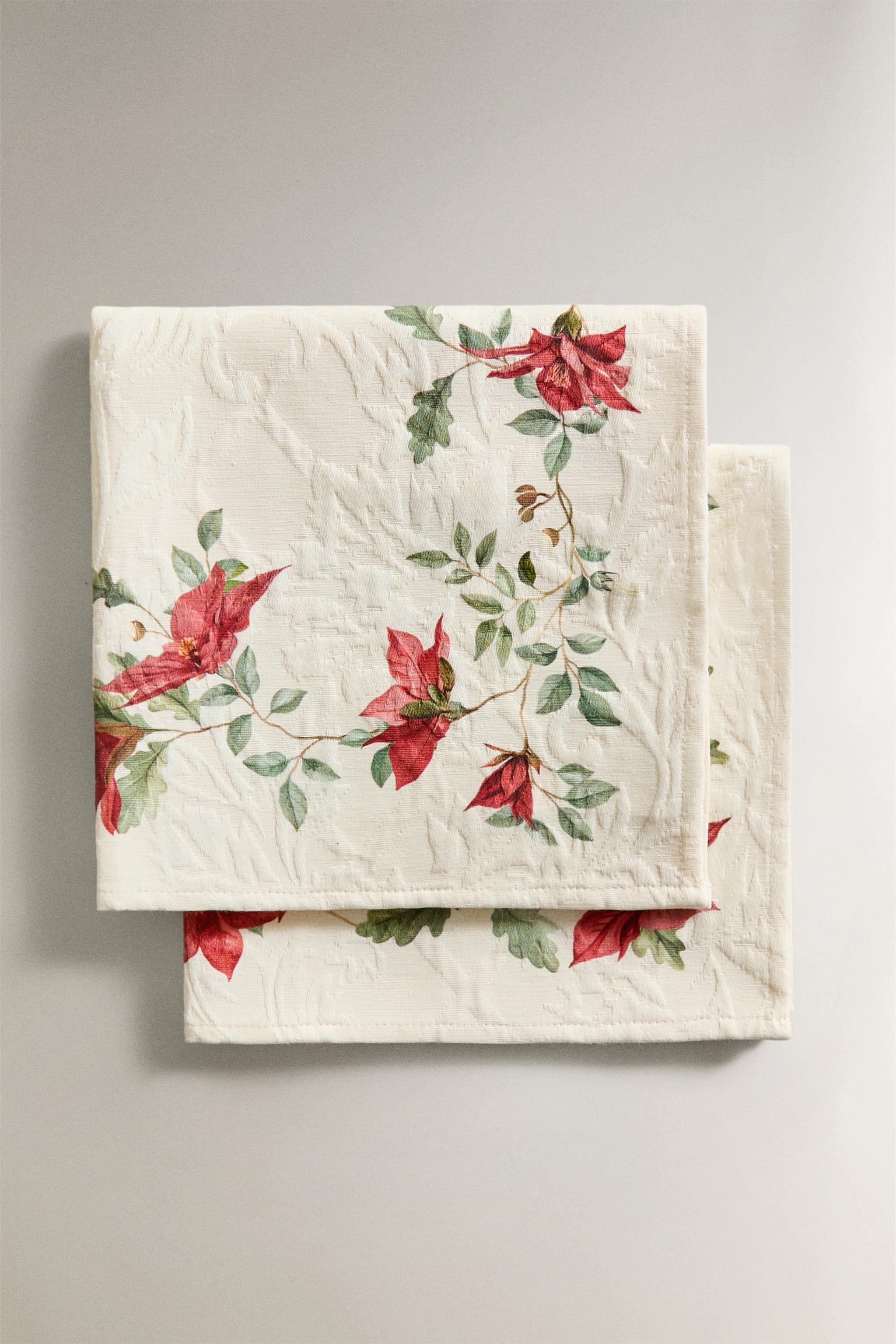 SET OF CHRISTMAS FLORAL JACQUARD NAPKINS (SET OF 2)